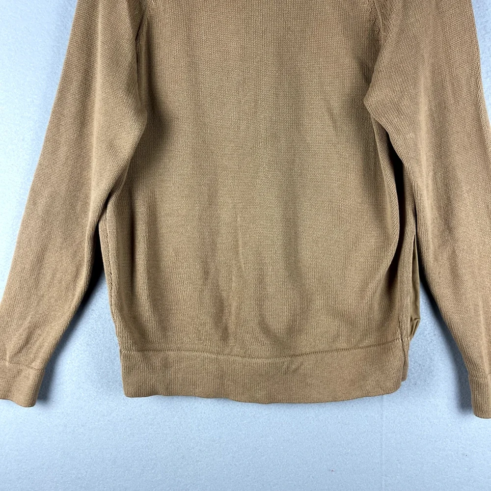 French Connection Safari Cardigan Sweater Mens Medium Tan Shawl Collar Cotton
